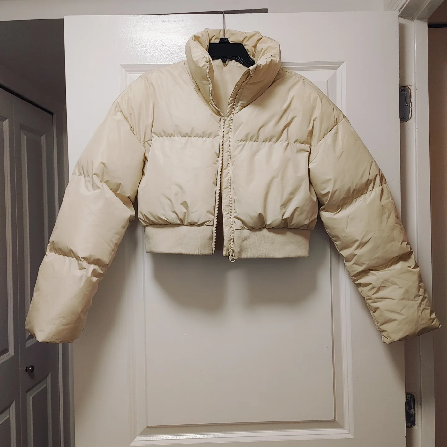 Beige Puffer Jacket Women's size Small thumbnail