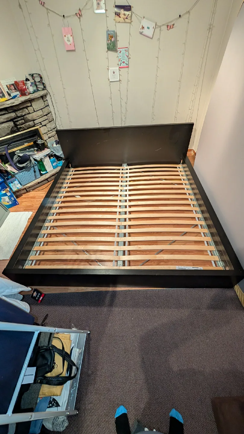 King Sized Black Low Malm Bed Frame - Great Condition thumbnail