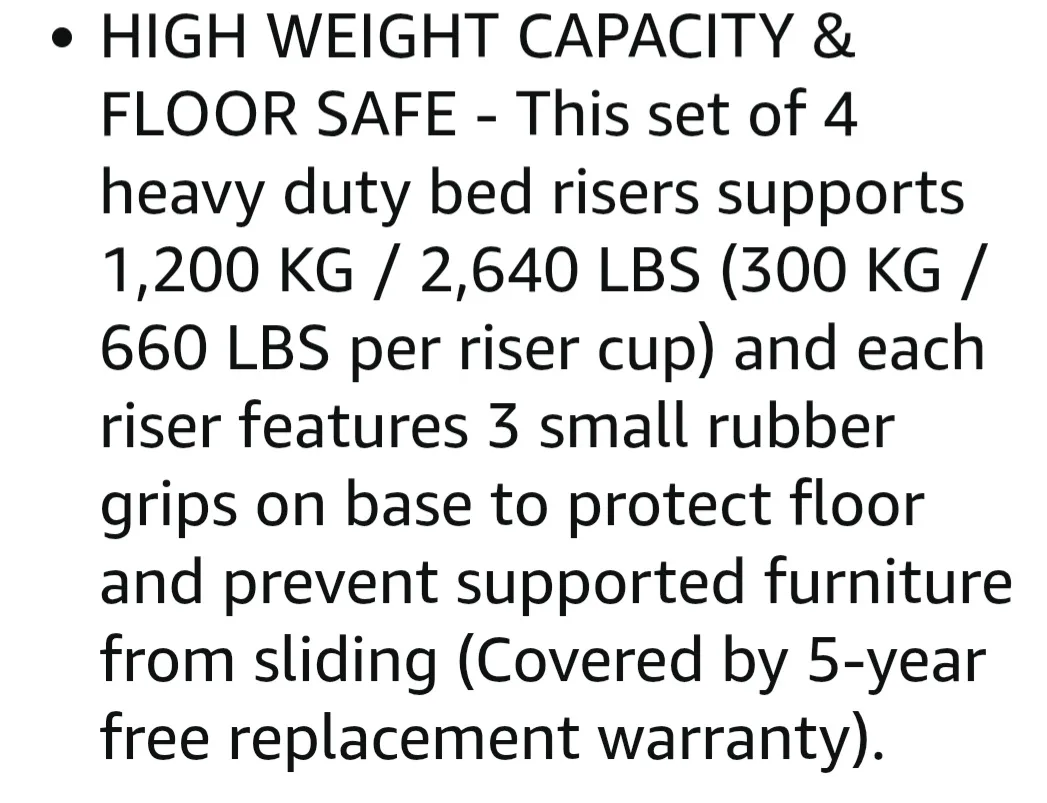 Slipstick 5" Bed Risers/Furniture Raisers - Set of 4 image indicator(10)