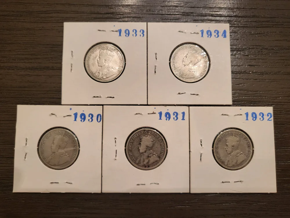 Vintage Canadian 25 Cent Coins (1930-1934) image indicator(3)