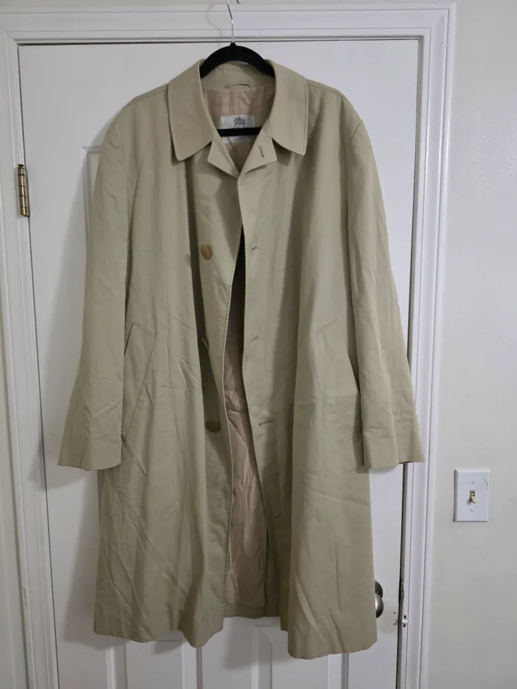 Vintage Aquascutum Men's Beige Overcoat (size L) thumbnail