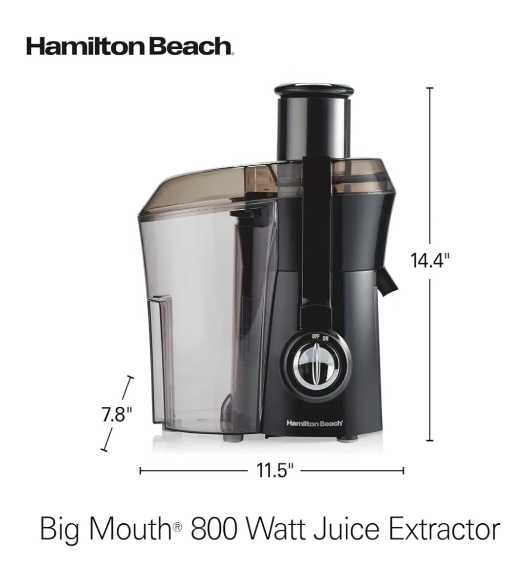Hamilton Beach Big Mouth 800W Juice Extractor - photo 2
