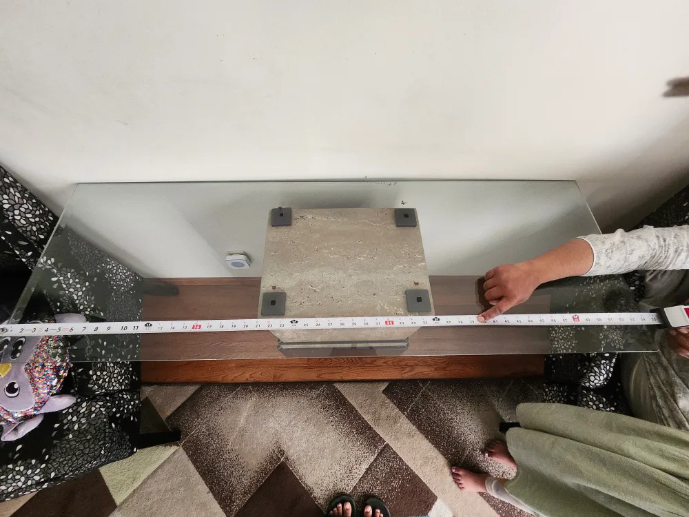 Glass Top Coffee Table  set with Stone Base image indicator(5)