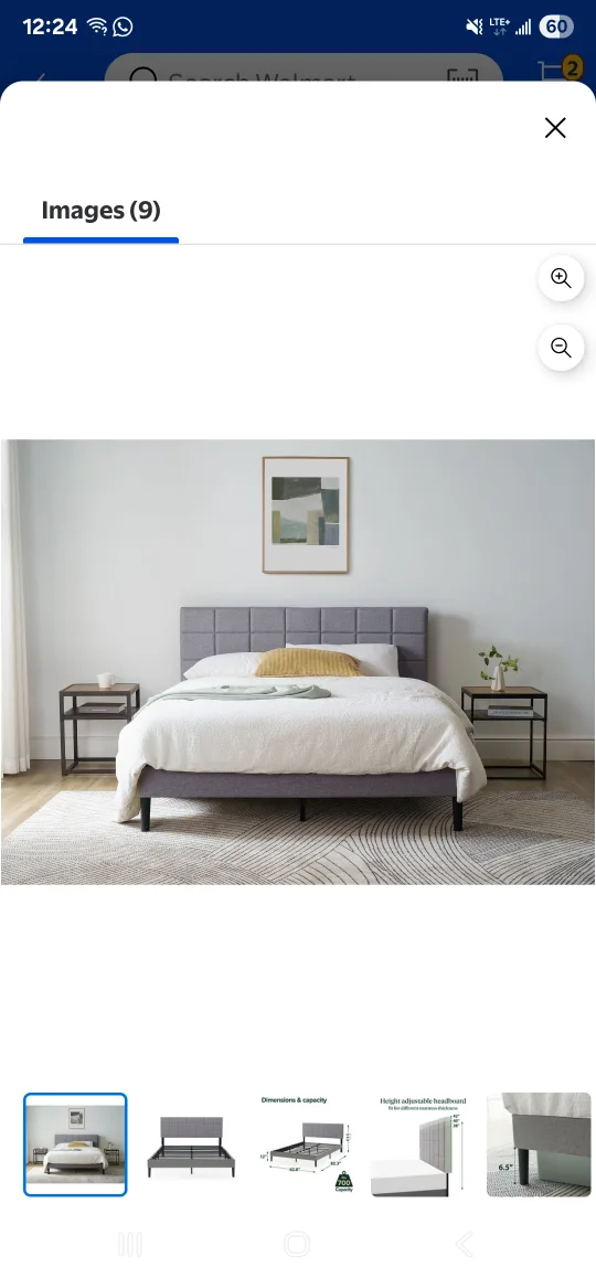 Queen size Bed Frame with Headboard thumbnail