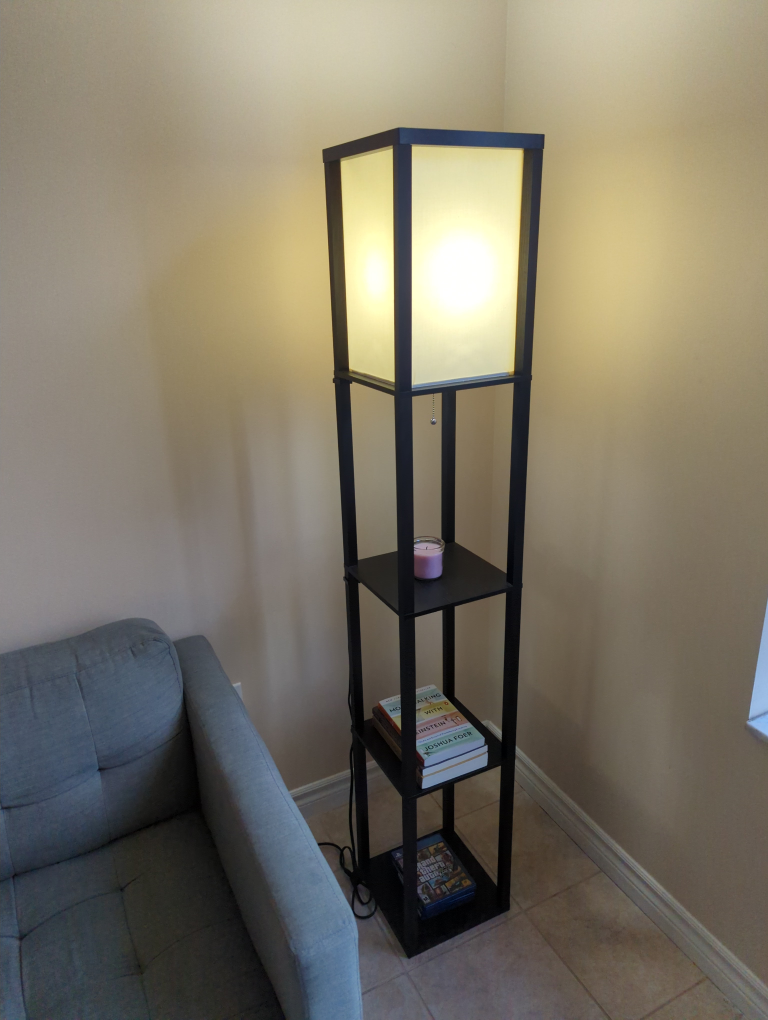 Black Floor Lamp with Shelves - photo 2