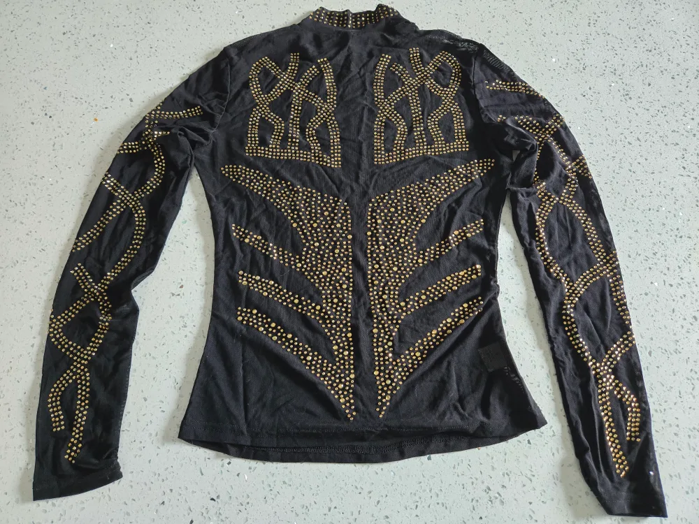 New Black Long Sleeve Top with Gold Studs image indicator(2)
