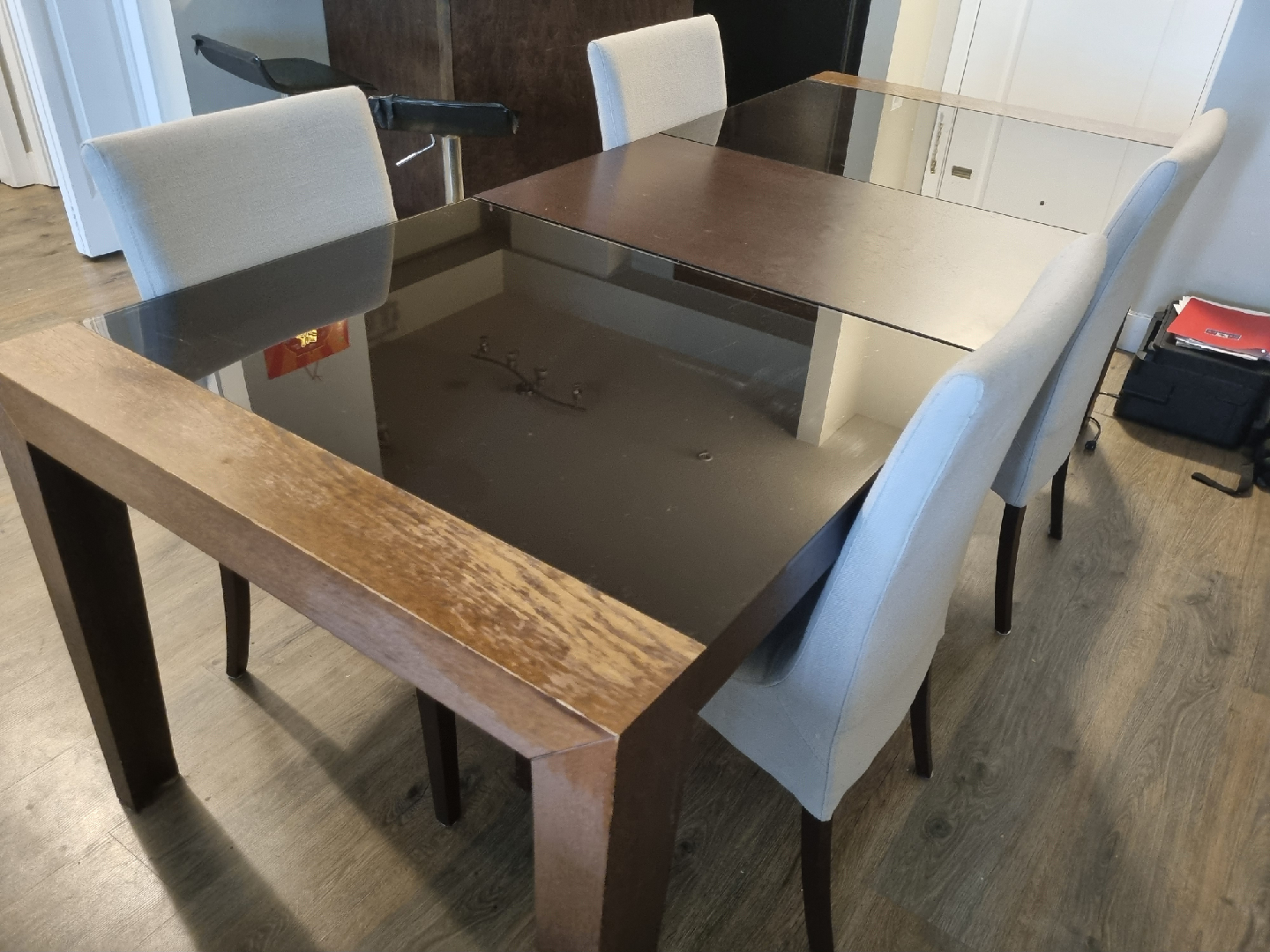 Dining Table with 4 Chairs - Glass Top - photo 2