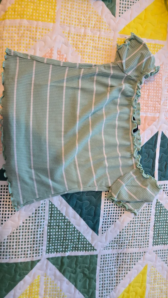 Striped Ruffle Crop Top - Size Small thumbnail