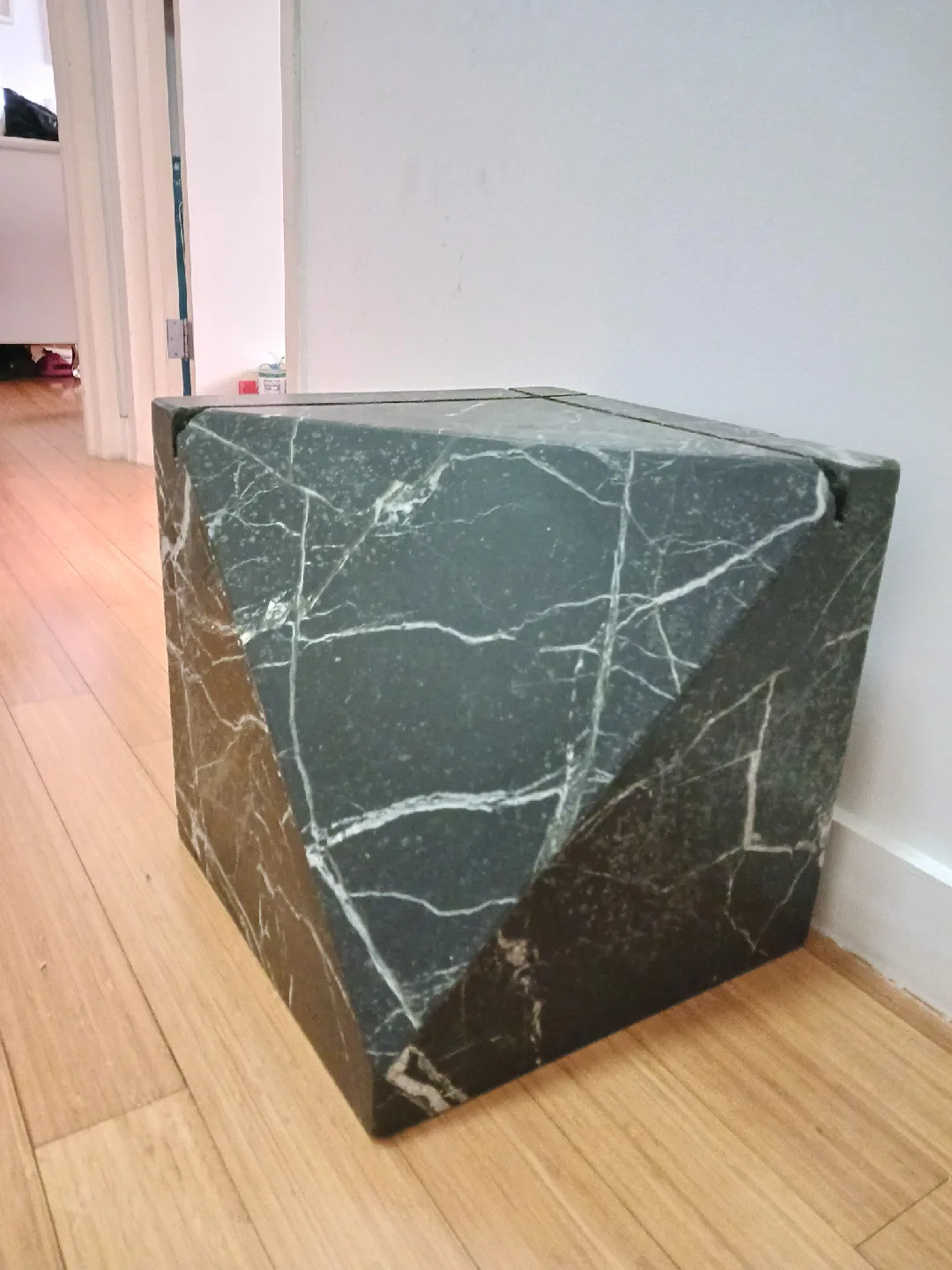 Rare Sculptural Artedi Style Black & White Veined Marble Base image indicator(3)