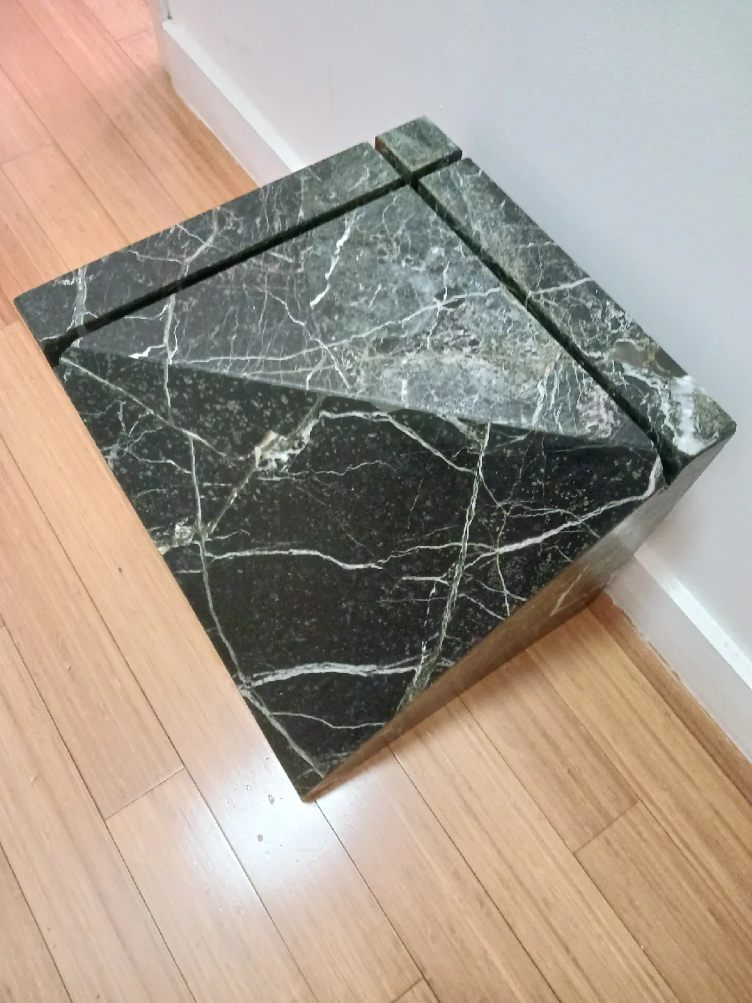 Rare Sculptural Artedi Style Black & White Veined Marble Base image indicator(5)