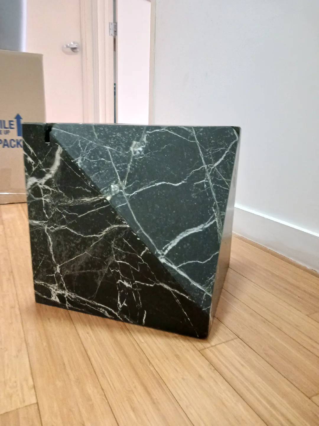 Rare Sculptural Artedi Style Black & White Veined Marble Base image indicator(7)