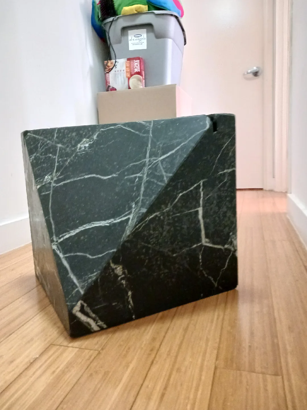 Rare Sculptural Artedi Style Black & White Veined Marble Base image indicator(9)