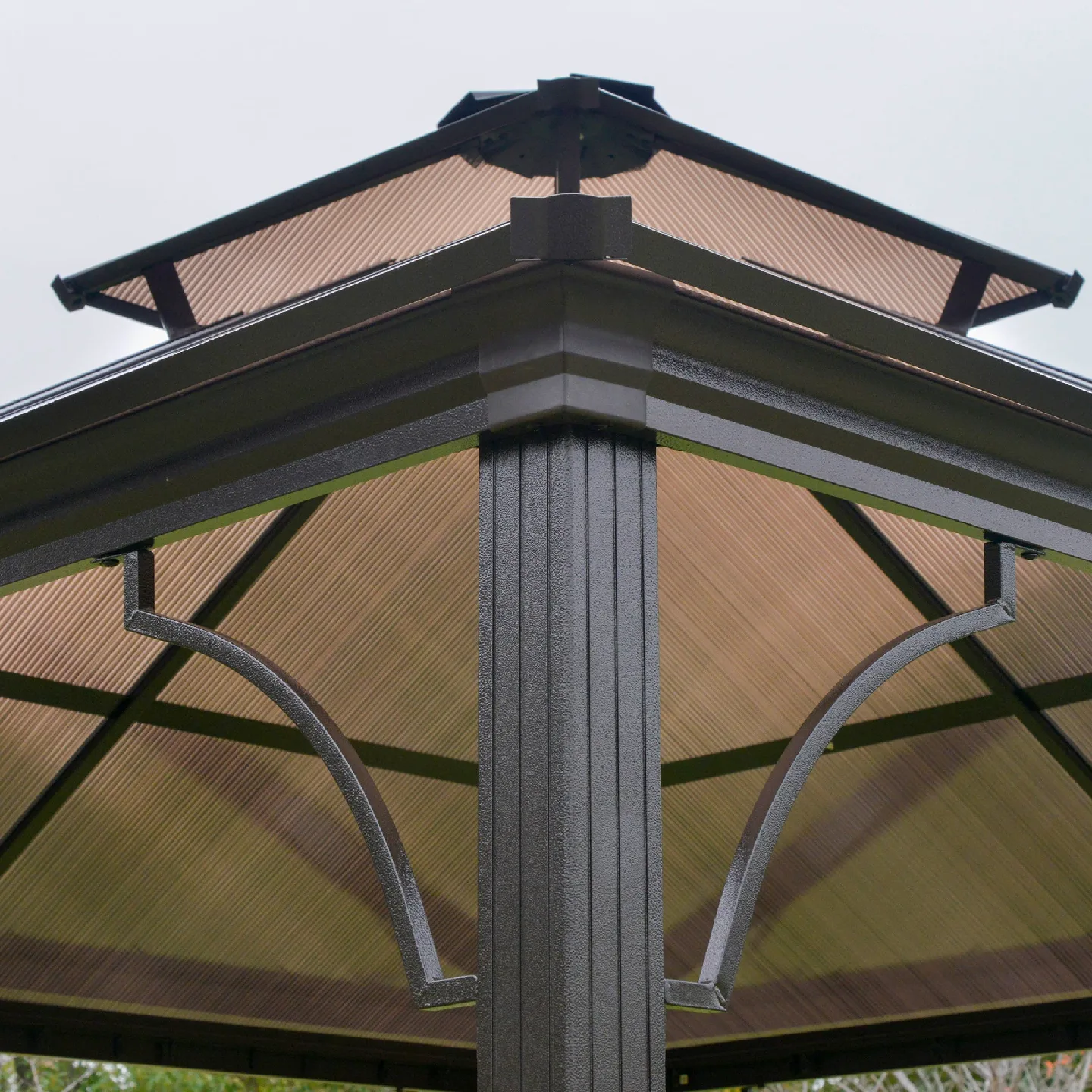 New Hard Top Gazebo with Curtains 9.8 x 9.8 ft image indicator(6)