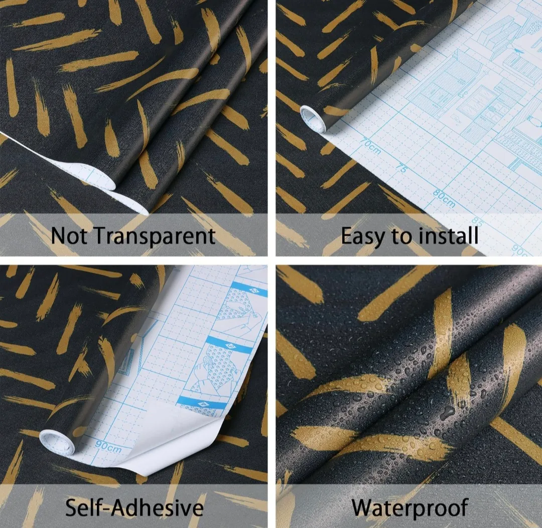 Peel and Stick Blue and Gold Geometric Wallpaper - 16.1"x187" image indicator(3)