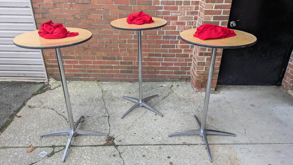 24" round highboy/ cocktail tables with 42" & 30" post