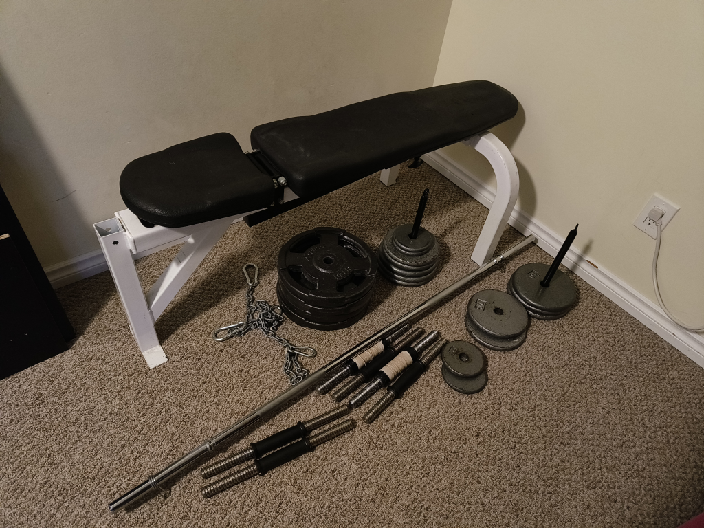 Weight Set with Barbell and Bench