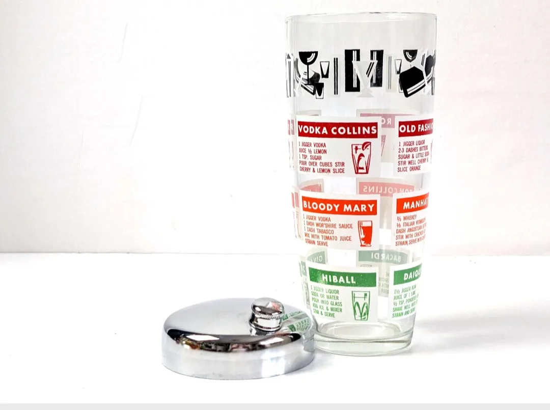 Glass Cocktail Shaker ~ Cocktail Recipes ~ Retro Barware image indicator(4)