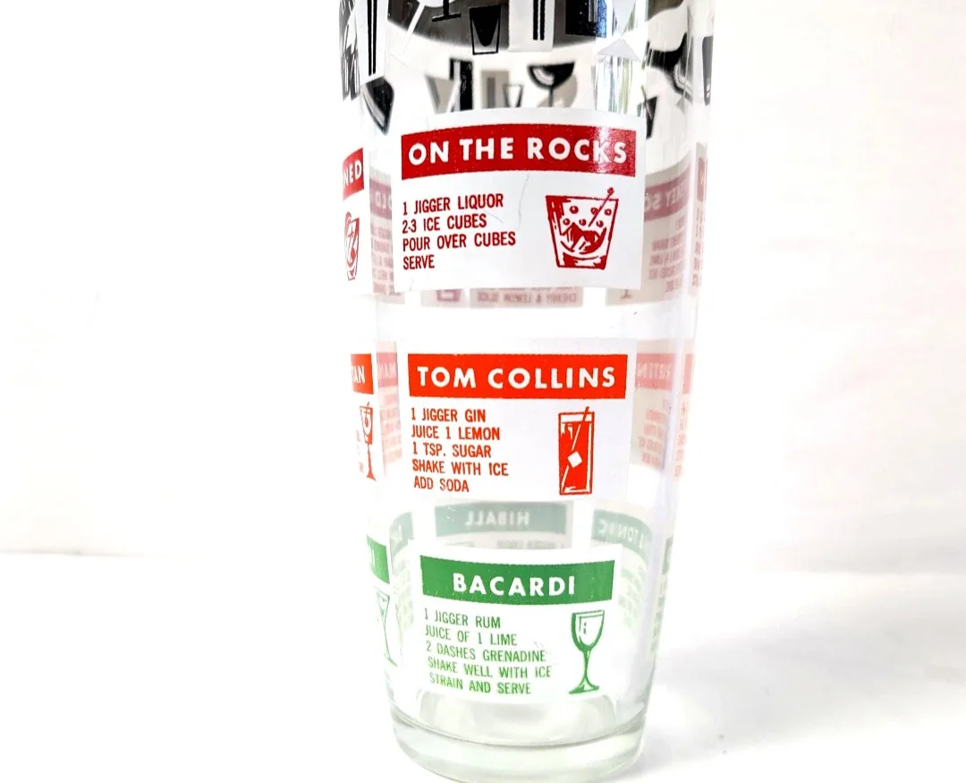 Glass Cocktail Shaker ~ Cocktail Recipes ~ Retro Barware image indicator(7)