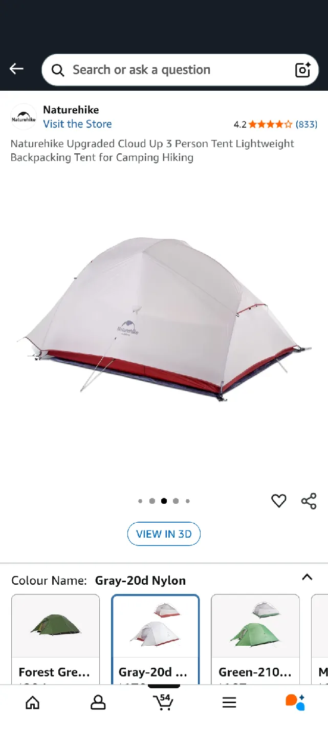 Naturehike Cloud Up 3 Person Tent - Gray image indicator(3)