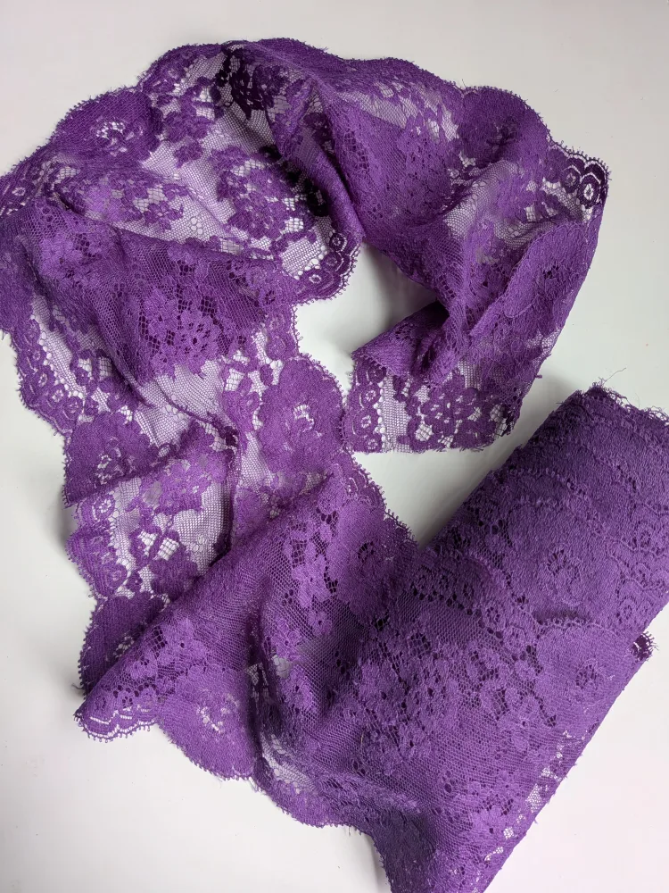 THREE YARDS Purple Floral Lace Trim thumbnail