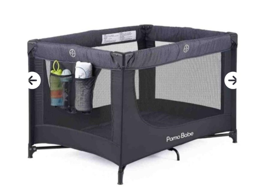New Pamo Babe Portable Crib Baby Playpen - Black