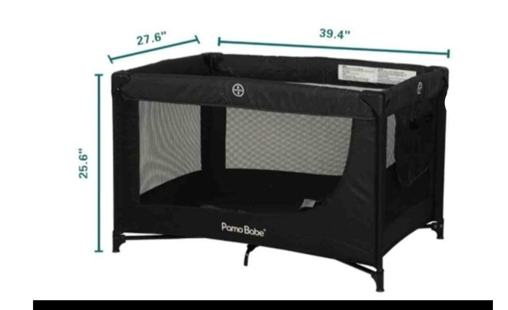New Pamo Babe Portable Crib Baby Playpen - Black - photo 2