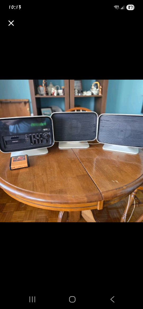 Calypso de Luxe Stereo 8 Radio Clock w Speakers Browni, 1960s