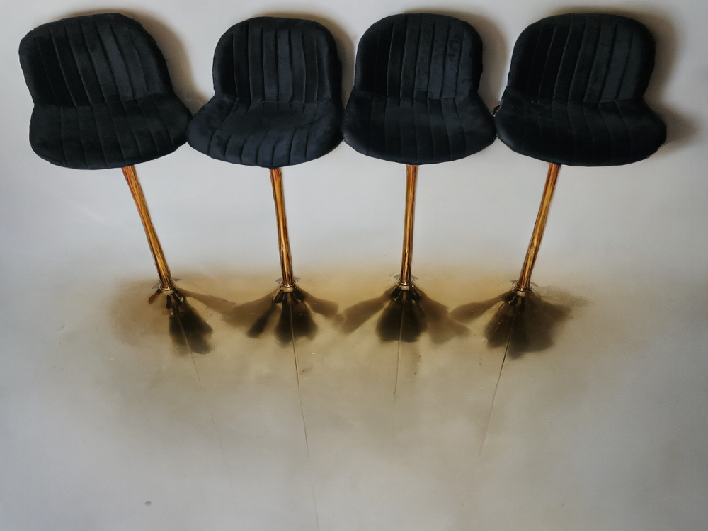 Black Velvet Bar Stools with Gold Base - photo 4