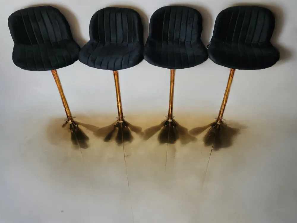 Black Velvet Bar Stools with Gold Base image indicator(4)