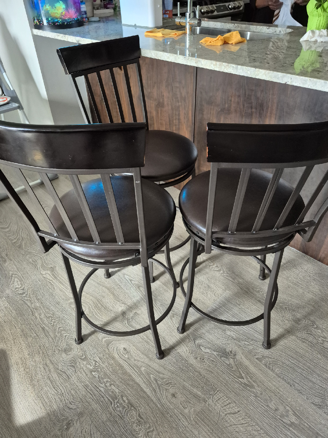 Set of 3 Brown Swivel Bar Stools - photo 2