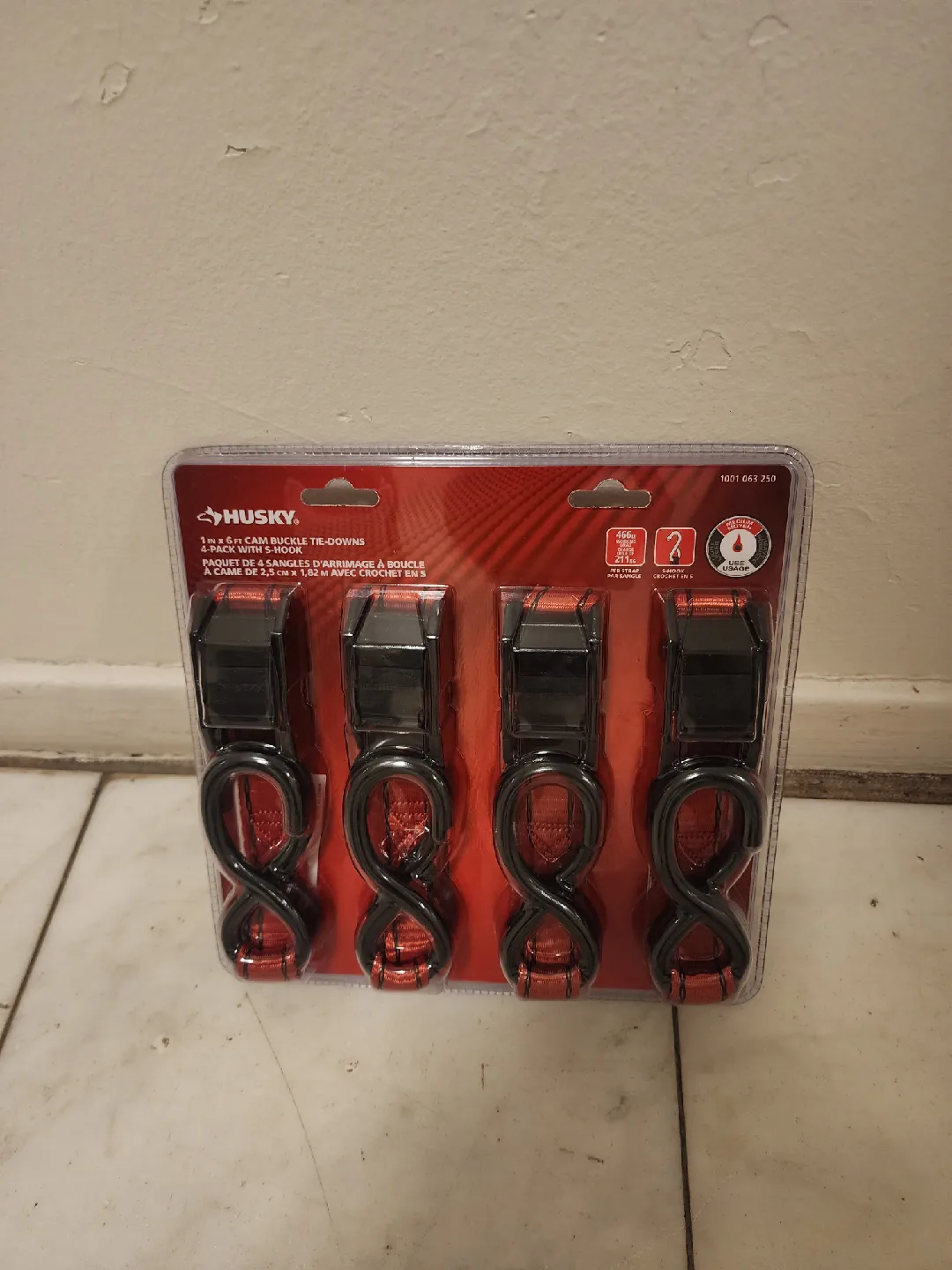 New Husky 1 in x 6 ft Cam Buckle Tie-Downs 4-Pack image indicator(4)