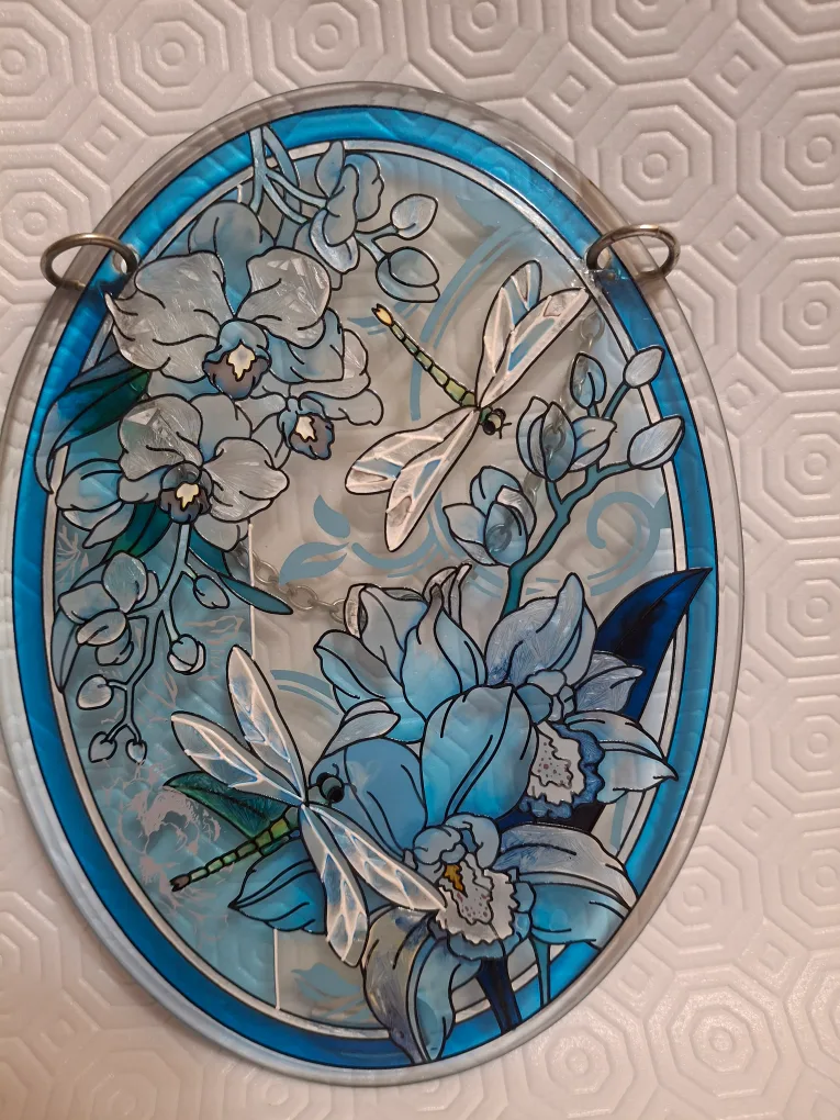 Amia Handpainted Glass Oval Suncatcher thumbnail