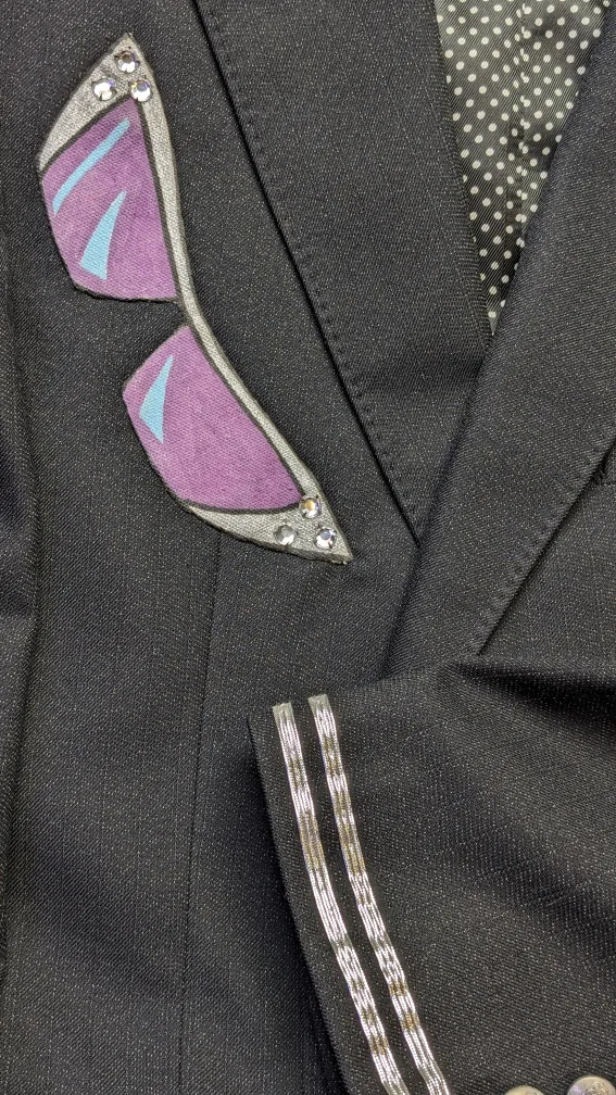 one of a kind womans blazer with hand painted applicay image indicator(5)