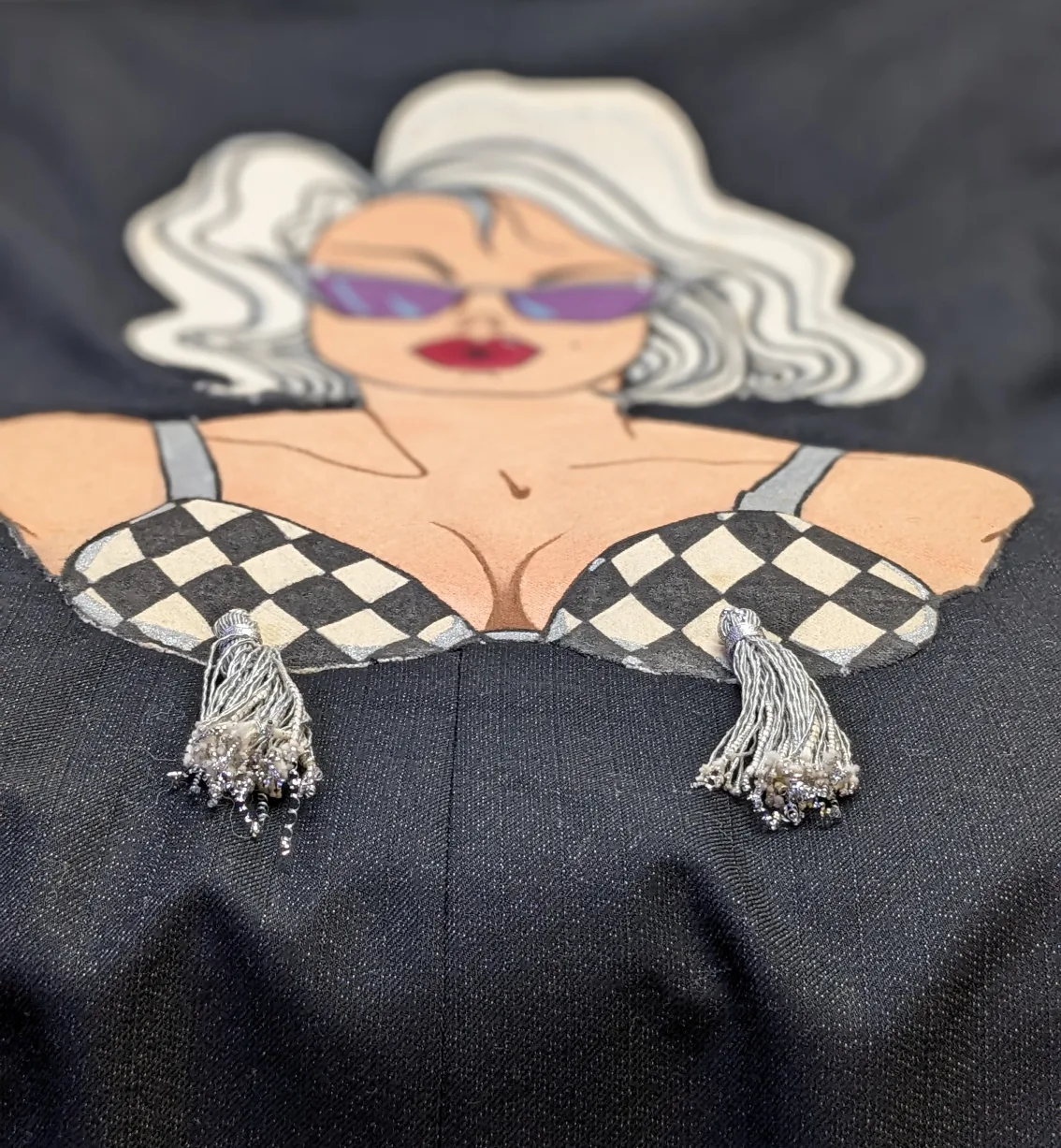 one of a kind womans blazer with hand painted applicay image indicator(8)