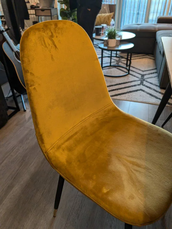 Modern Dining Chair - Mustard Velvet & Grey Leather image indicator(3)