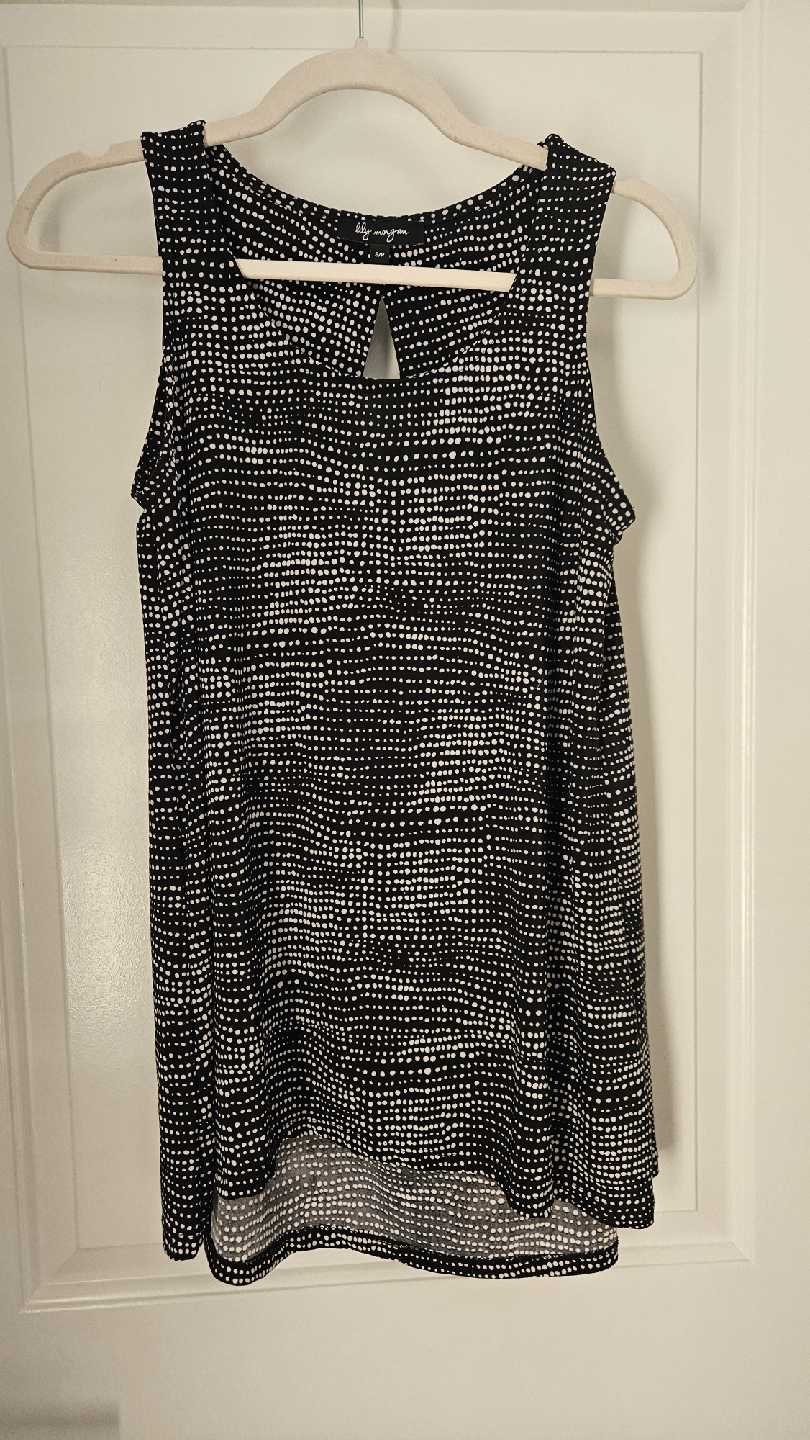 Lily Morgan Black & White Top, High-Low - Size S