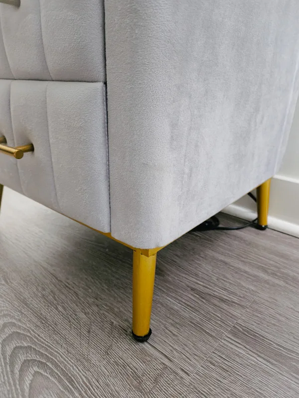 Gray Upholstered Side Tables with Gold Handles image indicator(10)