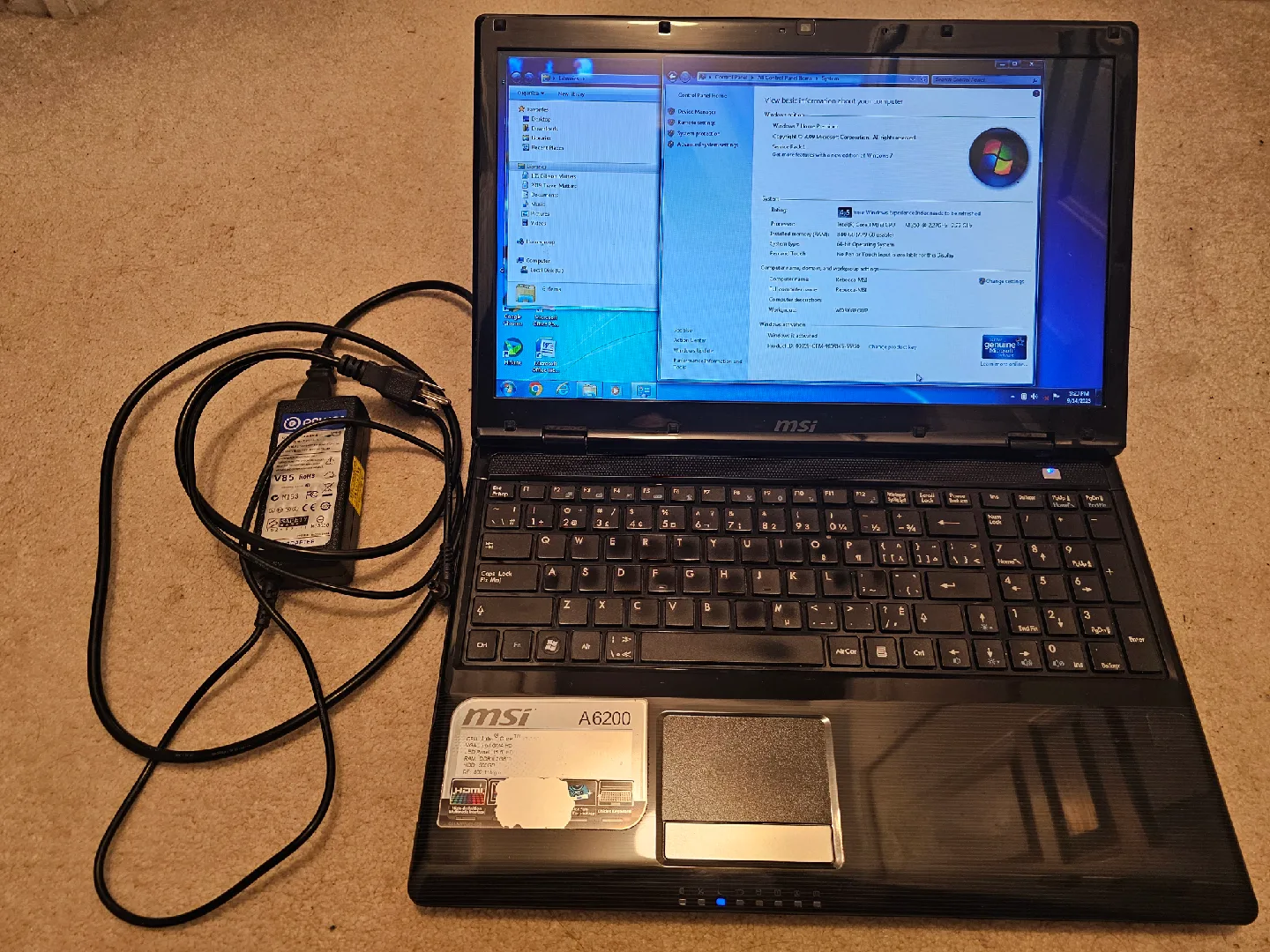 MSI A6200 i3-350M 8GB-512GB SSD 15.6" laptop - black