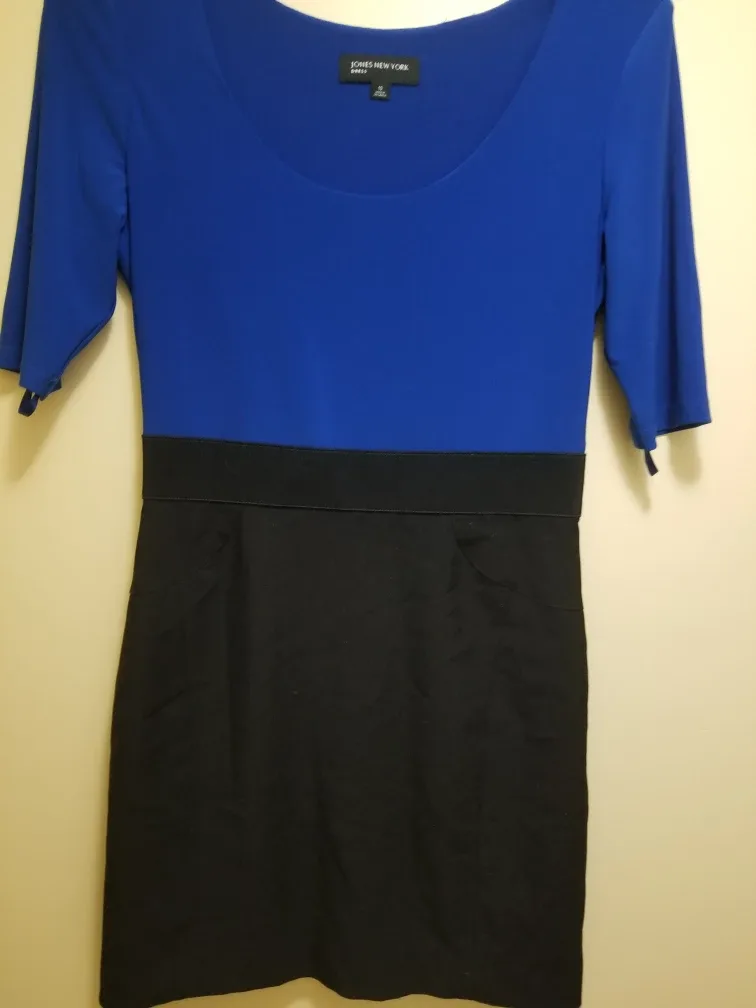 Jones New York Blue & Black Dress - Size 10 thumbnail