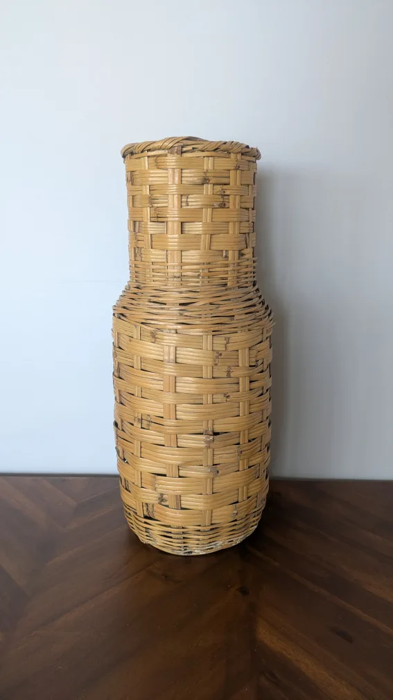 Tall woven rattan vase thumbnail