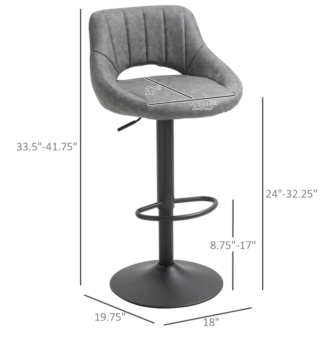 HOMCOM Grey Bar Stool Set of 2 - photo 3