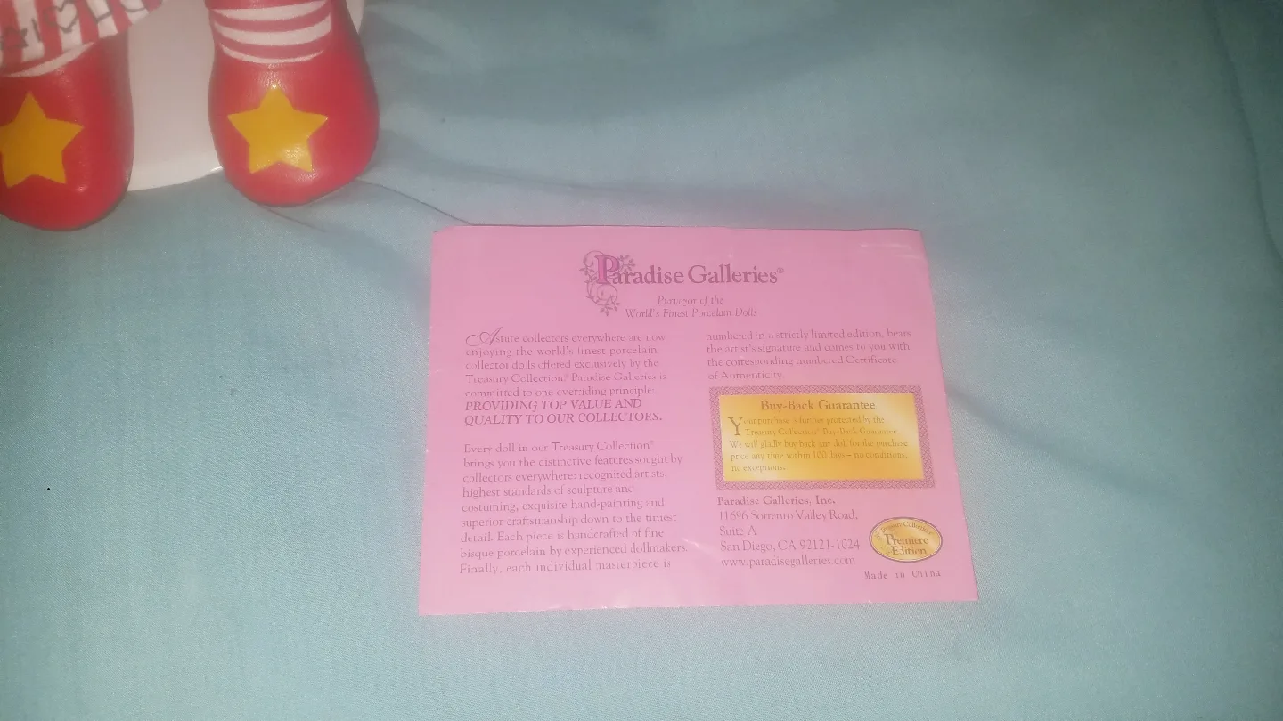 Paradise Galleries Ragtime Molly 24" Doll w Stand and COA image indicator(10)