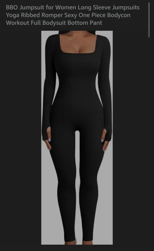 Black Ribbed Bodysuit - Size M thumbnail