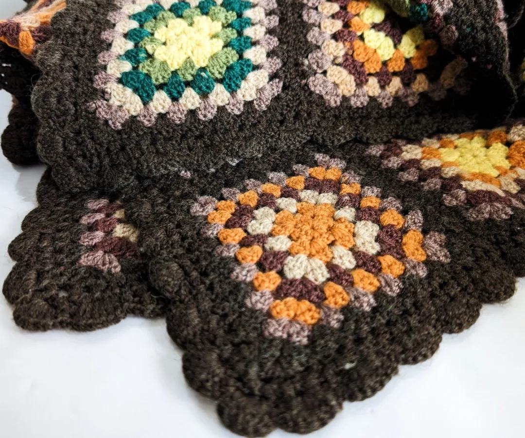 Granny Square Afghan Blanket ~ Single Bed Crocheted Cover image indicator(2)