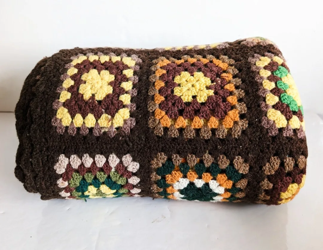 Granny Square Afghan Blanket ~ Single Bed Crocheted Cover image indicator(3)