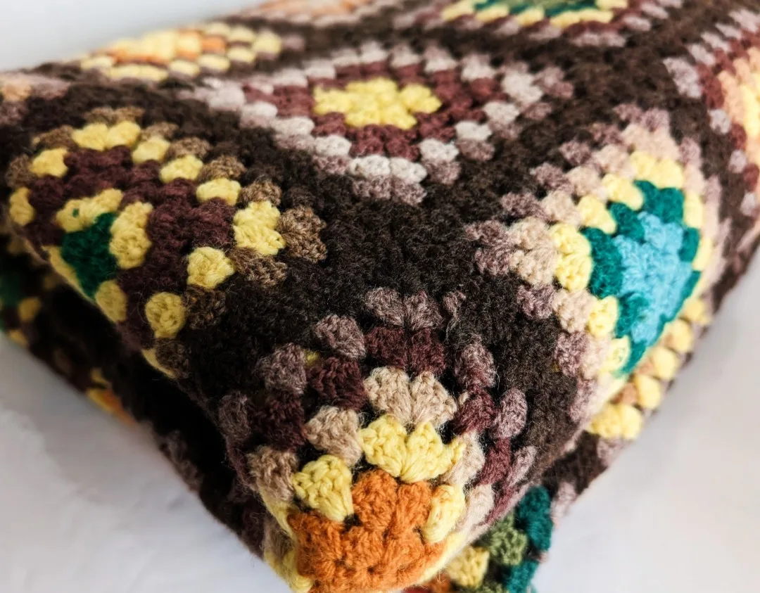 Granny Square Afghan Blanket ~ Single Bed Crocheted Cover image indicator(4)