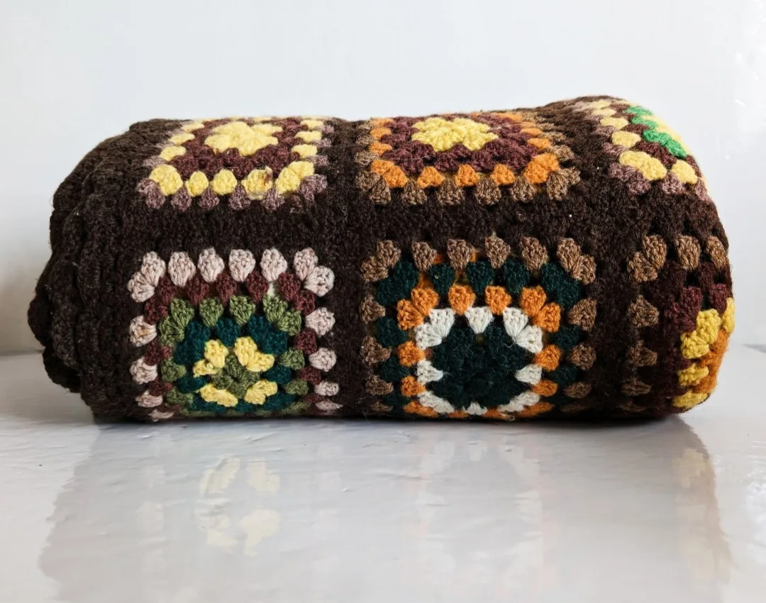Granny Square Afghan Blanket ~ Single Bed Crocheted Cover image indicator(7)