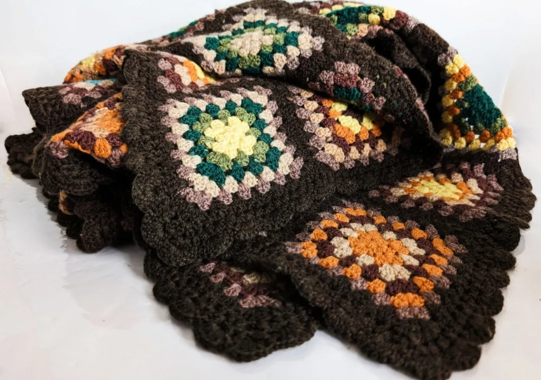 Granny Square Afghan Blanket ~ Single Bed Crocheted Cover image indicator(8)