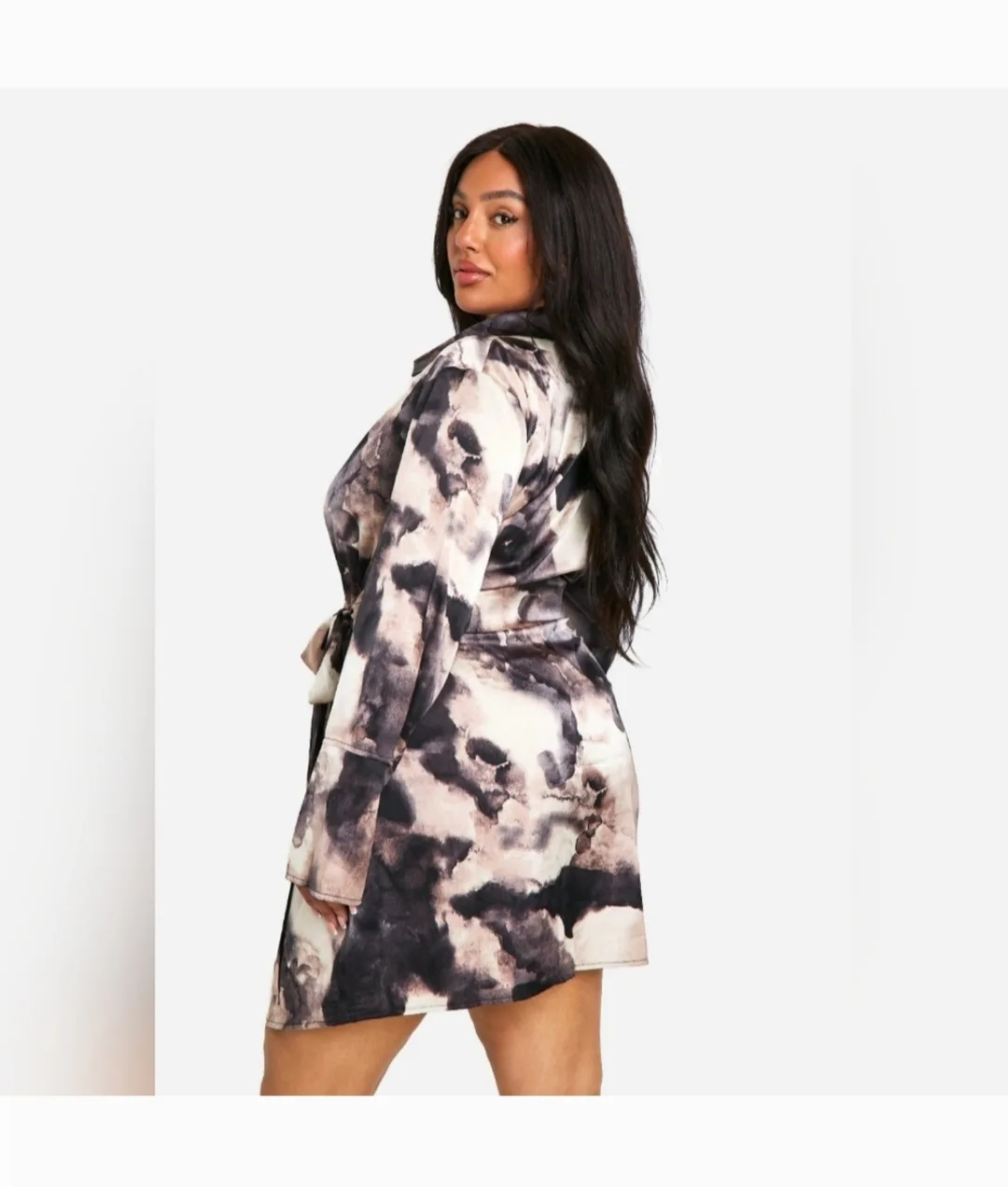 Boohoo Plus Size Tie Waist Woven Mini Dress - Size 22 image indicator(2)