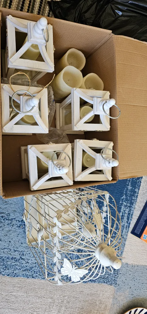 White Lanterns & Birdcage Decor Set thumbnail